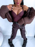ELYNDI, string-style shaping bodysuit - choco